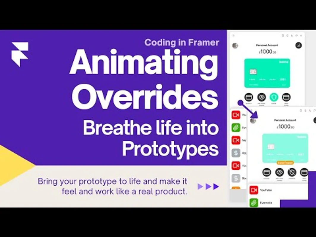 Tutorial on animations and overrides in Framer - Episode 4 of Coding in Framer series